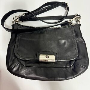 Coach Black Leather Shoulder Bag with Silver Hardware